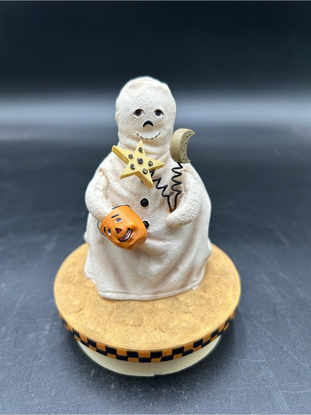 Our America Yankee Candle Halloween ghost candle topper with jack o lantern